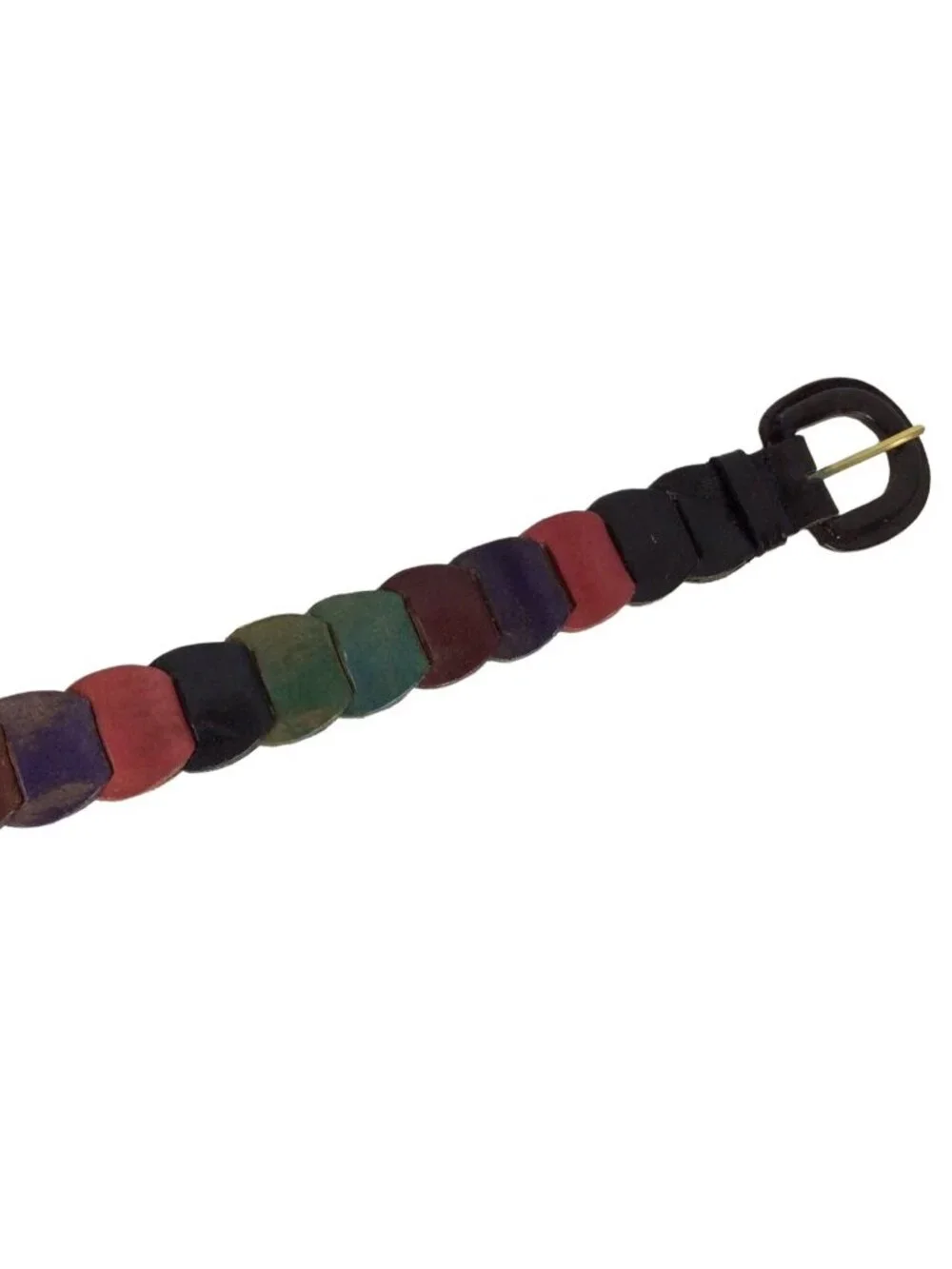 Vintage Womens Pieced Leather Belt Multi-Color Design Size S/M 90s